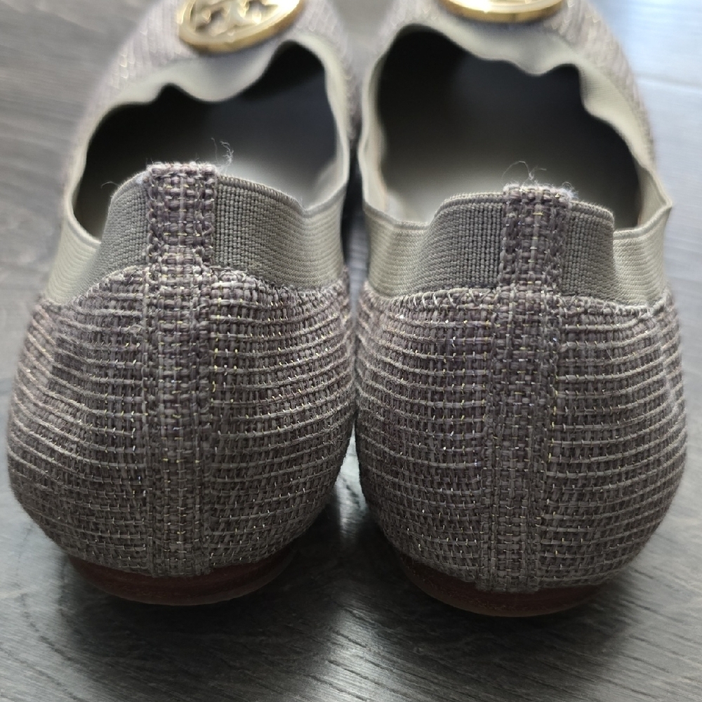 Tory Burch Tan Flats with Gold Logo & Sparkels - Picture 4 of 9
